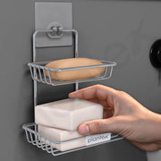 Plantex Self-Adhesive Stainless Steel Wall Hanging Soap Storage Rack/Bathroom Soap Holder for Wall/Double Layer Soap Tray - Bathroom Accessories