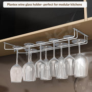 Plantex Wine Glass Rack/Wine Glass Holder for Cabinet/ Bar Glass Hanging Holder For Pubs/Kitchen/Bars (Double Line - L20 X W9 Inches), Hanging Shelves