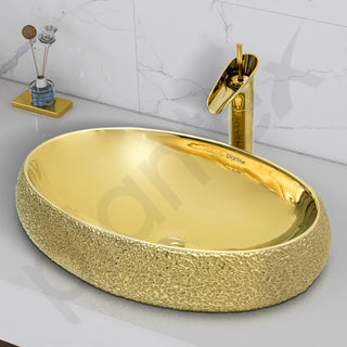 Plantex Table Top Wash Basin For Bathroom/Designer Ceramic Basin/Countertop Vessel Sink Basin - Indo-European Collection (EQTT-028, 23.6 x 16 x 6 Inch)