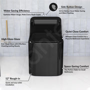 Plantex Imported Platinum Ceramic Western Commode/Western Toilet/Rimless Siphonic One Piece Commode with Soft Close Toilet Seat Cover - S Trap Outlet (Black)
