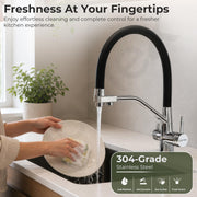 Plantex Flexible Tap for Kitchen Sink/Pure Brass Dual Flow Pull Out Sink Mixer Tap Hot and Cold/Movable/Rotable Water Mixer Faucet - (7904, Chrome)
