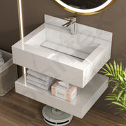Plantex Slab Tile Vanity/Floating Vanity with Washbasin for Bathroom/Wall Mount Cabinet with Basin - (24 x 18 inch, ED-07 - Marble Finish)