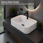 Plantex Ceramic Wash Basin/One Piece Basin for Bathroom with 10 Years Glaze Warranty by Plantex/Table Top Washbasin for Home/Office/Hotels (White - 20.5 x 17 x 5 Inch)