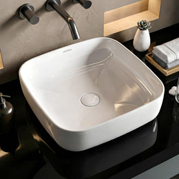 Plantex Platinum Ceramic Wash Basin/Basin for Bathroom/Tabletop Wash Basin/ Bathroom Basin (White, 16 x 16 x 5 Inch)