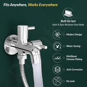 Plantex Two Way Bib Cock Tap with Water Saving Nozzle Attachment/Compatible for Washing Machine/2 in 1 Bib Tap with Wall Flange and Teflon Tape-(MKS-1275-Chrome)