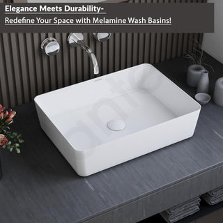 Plantex Melamine Tabletop Wash Basin/Washbasin for Bathroom/Restaurants/Office (White, 18 x 13 x 4.5 Inch)