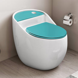 Plantex Ceramic Western Commode/Floor Mount Commode for Toilet/Rimless Siphonic One Piece Western Toilet- S Trap Outlet (White & Ocean Blue)
