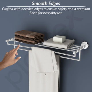 Plantex 304 Grade Stainless Steel 24 inch Folding Towel Rack for Bathroom/Towel Stand/Hanger/Towel Bar/Bathroom Accessories - Oreo (Chrome)