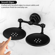 Plantex 304 Grade Stainless Steel Double Soap Holder Stand for Bathroom and Wash Basin/Bathroom Accessories - Skyllo (Black)