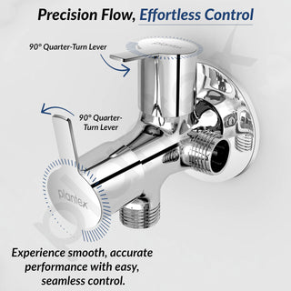 Plantex Angle Valve 2 in 1/Two Way Angle Cock Tap with Wall Flange & Teflon Tape/Angle Valve for Bathroom-(Chrome)