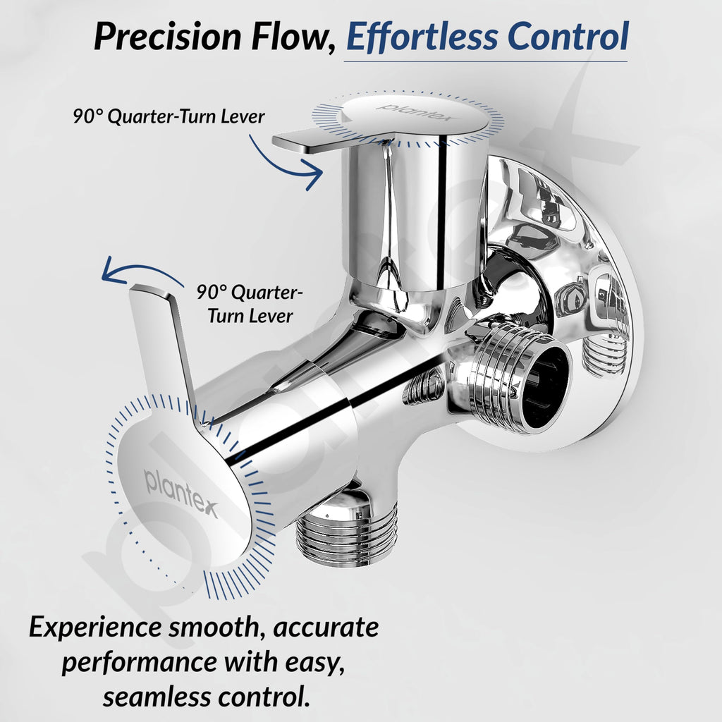 Plantex Angle Valve 2 in 1/Two Way Angle Cock Tap with Wall Flange & T ...