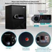 Plantex 56 Litre Digital Safe Locker For Home/Safety Locker Box with Biometric Fingerprint,Touchscreen & Emergency Key/Perfect Security Solution for Valuables/2 Years Warranty By Plantex - Black