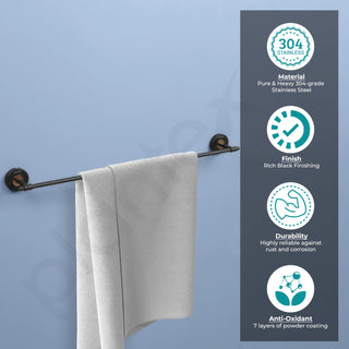 Plantex Brass with 304 Grade Stainless Steel Towel Hanger for Bathroom/Towel Rod for Kitchen/Towel Holder/Bathroom Accessories - RDAB (Matt Black & Rose Gold)