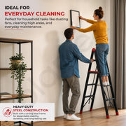Plantex Ladder for Home 4 Steps/Foldable Heavy-Duty A-Frame Step Ladder/Home, Office & Warehouse - (Red & Black,150 kg Capacity)