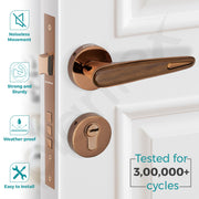 Plantex Premium Door Lock with 3 Years of Warranty by plantex/Main Door Locks for Home/Mortise Lock Set for Door (PVD Rose Gold & Wood Finish)