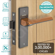 Plantex Heavy Duty Door Lock ÃƒÂ¢Ã¢â€šÂ¬Ã¢â‚¬Å“ Bathroom Door Lock/Mortise 8inch Keyless Plate Handle Set for Home/Bathroom/Store Room/Balcony/Office with Baby Latch (8113, Satin Black & PVD Choco)