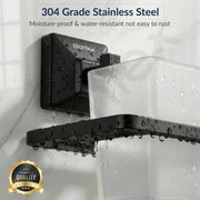 Plantex 304 Grade Stainless Steel Tumbler Holder for Bathroom/ABS Tooth Brush Stand/Bathroom Accessories - Squaro (Black)