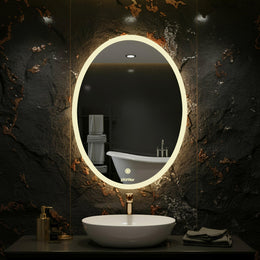 Plantex LED Bathroom Mirror with 3 Tone/Designer Mirror for Living Room/Bedroom/Dressing Room - Oval Shape (18 X 24 Inch)