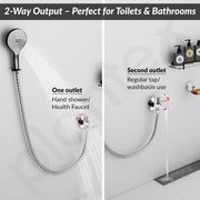Plantex Pure Brass 2 in 1 Tap for Washing Machine/2-Way Bib Cock for Bathroom with Brass Wall Flange & Teflon Tape - (Chrome)