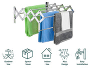 Plantex Stainless Steel Foldable Clothes Drying Rack/Cloth/Towel Stands for Drying Clothes - Wall Mount (Chrome - 24 inch)