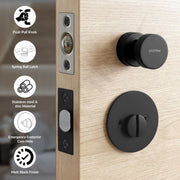 Plantex Bathroom Door Lock/Stainless Steel Pull Push Door Handle Lock Set/Keyless Lock Handle for Bathroom (Black, DTM-666)