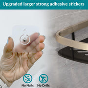 Plantex Self Adhesive Corner Shelf for Bathroom Wall/Aluminium & Stainless Steel Corner Rack/Storage Organizer/Bathroom Accessories Set- Pack of 4 (8 x 8 inch, Satin & Black)