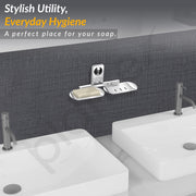 Plantex Double Soap Dish/Stainless Steel Soap Holder/Stand/Case/Soap Storage for Bathroom/Bathroom Accessories - Pack of 1 (Chrome)