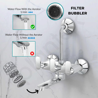 Plantex Wall Mixer for Bathroom 2 in 1 with L-Bend Provision for Overhead Shower/Mixer Tap for Bathroom with Water Saving Nozzle Tap- 7 Year Warranty by Plantex (Orn-218-Chrome)