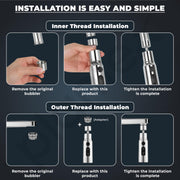 Plantex Brass Water Saving Nozzle for Kitchen Tap/Water Tap Extension with 3 Anti-Splash Modes/Upto 80% Water Saving/Fits F22 and M24 mm tap- (Chrome)