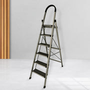 Plantex Ladder for Home-Foldable Aluminium 6 Step Ladder-Wide Anti Skid Steps/Strong Wide Steps Ladder (Anodize Coated-Gold)
