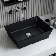 Plantex Table Top Basin for Bathroom/Quartz Rectangle Basin/Vessel Sink Over Counter for Home/Restaurant (Black, 18 x 13 x 5 Inch)