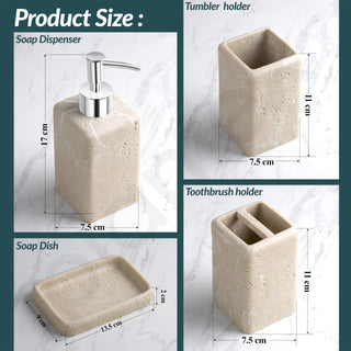 Plantex Polyresin Bathroom Accessories Set Soap Dispenser/Toothbrush Holder/Tumbler Holder/Soap Dish - 4 Piece(925)