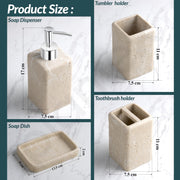 Plantex Polyresin  Bathroom Accessories Set Soap Dispenser/Toothbrush Holder/Tumbler Holder/Soap Dish - 4 Piece(925)