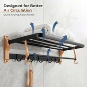 Plantex Towel Rack for Bathroom/Aluminium Towel Holder/24inch Towel Hanger/Bathroom Accessories - Pack of 1 (Black & Gold)
