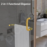 Plantex Shower Door Handle/Stainless Steel Towel Bar Combination/Towel Holder for Glass Shower Door and Bath Door Pull Handle - Pack of 1 (Brass Antique)