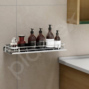 Plantex Bathroom Wall Shelf/Stainless Steel Bathroom Shelf for Wall with Railings/Bathroom Accessories Holder (15 inches, Chrome)