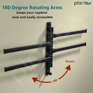 Plantex Aluminum 4-Arm Bathroom Swing Towel Hanger/Towel Holder/Towel Stand for Bathroom/Bathroom Accessories (Premium-Black)