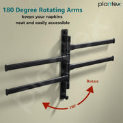 Plantex Aluminum 4-Arm Bathroom Swing Towel Hanger/Towel Holder/Towel Stand for Bathroom/Bathroom Accessories (Premium-Black)