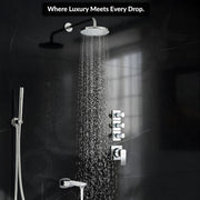 Plantex 3 Way Thermostatic Shower Diverter/Pure Brass Concealed & Exposed 3-Outlet Mixer Valve Body/Multi-Function Bathroom Diverter with Button Control - (Kubix Primium-2587)