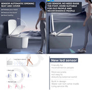Plantex Ceramic Wall Hung Smart Toilet with Foot Sensor with 1-Year Warranty/Smart LED Light/Siphonic Auto Flush/Fast Drying Tech/Water & Seat Temperature Control P-Trap Design (White)