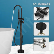 Plantex Pure Brass Bath Tub Faucet/Free Standing Faucet/Single Lever Basin Faucet with Handle Held Shower/Bath Tub Filler Faucet - (Black)