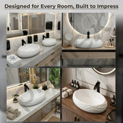 Plantex Table Top Wash Basin For Bathroom/Designer Ceramic Basin/Countertop Vessel Sink Basin - Indo-European Collection (EQTT-595, 23 x 15 x 7 Inch)