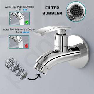 Plantex Pure Brass Single Lever Short Body Bib Tap with Water Saving Techonlogy Tap/Water Tap with Teflon Tape & Wall Flange for Bathroom (ZUR-1502, Chrome)