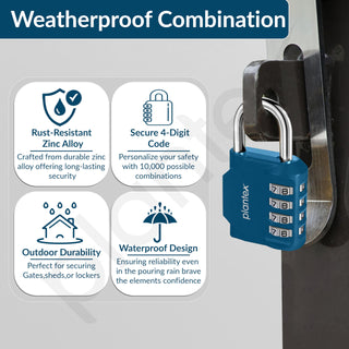 Plantex 4-Digit Code Combination Door Locks/Number Lock/Locks for Luggage Bags for Travel/Portable Luggage Lock/Travel Lock for Briefcase/Laptop Bags - Pack of 1 (Blue)