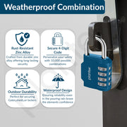 Plantex 4-Digit Code Combination Door Locks/Number Lock/Locks for Luggage Bags for Travel/Portable Luggage Lock/Travel Lock for Briefcase/Laptop Bags - Pack of 1 (Blue)