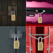 Plantex 4-Digit Code Combination Brass Lock/Number Lock/Portable Luggage Locks for Briefcase/Laptop Bags - Pack of 1 (Medium, Brass Antique)