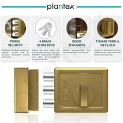 Plantex Heavy Duty Tri Bolt Keypad Lock with Key & Knob for Main Door/Suitable on Single Door for Home,Office,Hotel (Brass Antique)
