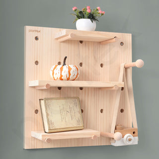 Plantex Multipurpose Pine Wood Wall Mount Pegboard For Home/Wood Display Shelf/Wall Organizer For Bedroom/Kitchen/Bathroom - (16X16 Inches)