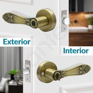 Plantex Heavy-Duty Door Bathroom Door Lock/Mortise Keyless Handle Set for Home/Bathroom/Balcony/Store Room - (DTM-628, Brass Antique)