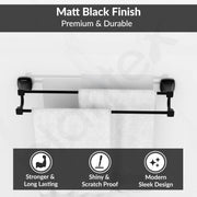 Plantex Space Aluminium Double Towel Rod/Towel Hanger for Bathroom/Towel Stand/Bathroom Accessories (24 inch - Black Powder Coated)